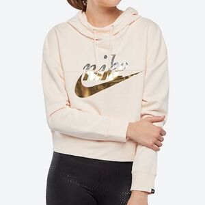 Nike Sportswear Rally Metallic Clash Cropped Hoodie Guava Ice Women’s Size M